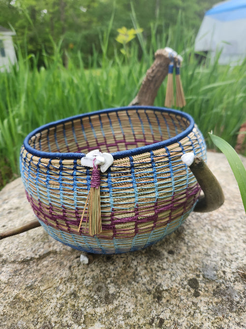 Multi Colored Pine Needle Basket