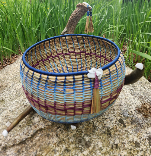 Multi Colored Pine Needle Basket